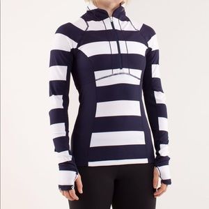 Lululemon Run: Switch Back 1/2 Zip Navy Striped